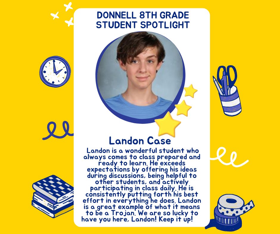 DonnellMiddle's tweet photo. This weeks Donnell Student Spotlight!
 
Matthew Emerson
Bennett Wilson
Landon Case

Congratulations, well done and continue modeling the 7 Habits!  We are so proud of you!  #TrojanTrue #DonnellProud https://t.co/dD41ydYpBN