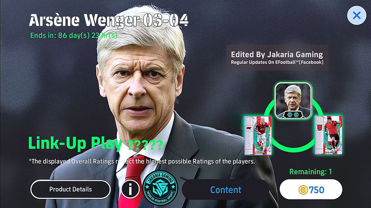 gamingwithjb1's tweet photo. 🚨🔥 BREAKING: ARSÈNE WENGER IS COMING?! 👀⏳

🇫🇷 Arsène Wenger has been added to the eFootball™ CHAMPION SQUADS game!

👀 He’s expected to arrive in eFootball as a Manager in an upcoming season. 🔥

⏳ THE PROFESSOR IS BACK?! 👑

#eFootball #eFootball2027 https://t.co/VM7Q2segWf