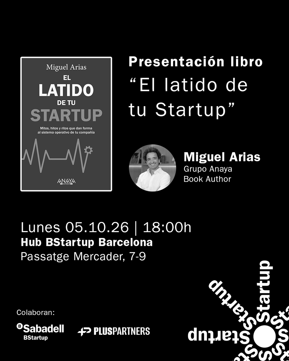 BStartup's tweet photo. Última semana para apuntarte a la presentación de "El latido de tu startup" de Miguel Arias (@mike_arias), el 5 de octubre en #HubBStartupBarcelona.

Fundador en serie e inversor, Miguel comparte las claves para escalar una startup sin perder el rumbo.

Inscríbete en: https://t.co/MPcU0ATrHi
