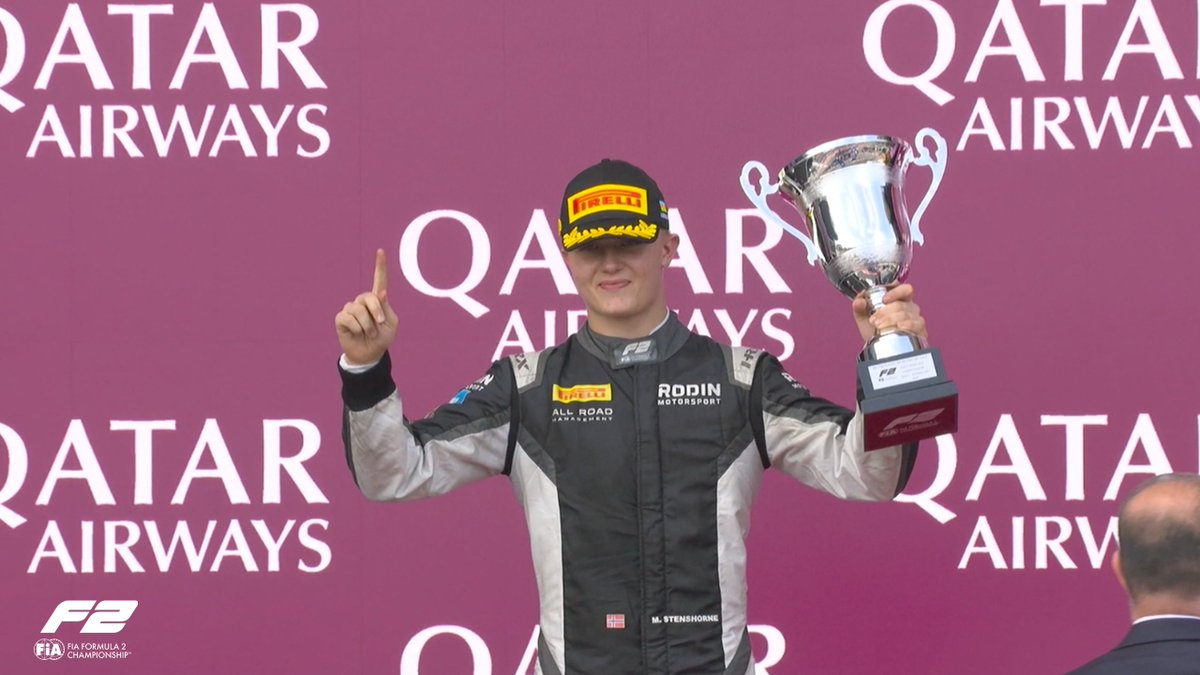 Formula2's tweet photo. Your Feature Race 1 Podium in Baku 🏆

1️⃣ Dunne 🇮🇪
2️⃣ Stenshorne 🇳🇴
3️⃣ Beganovic 🇸🇪

#F2 #AzerbaijanGP https://t.co/gtusPLWdAF