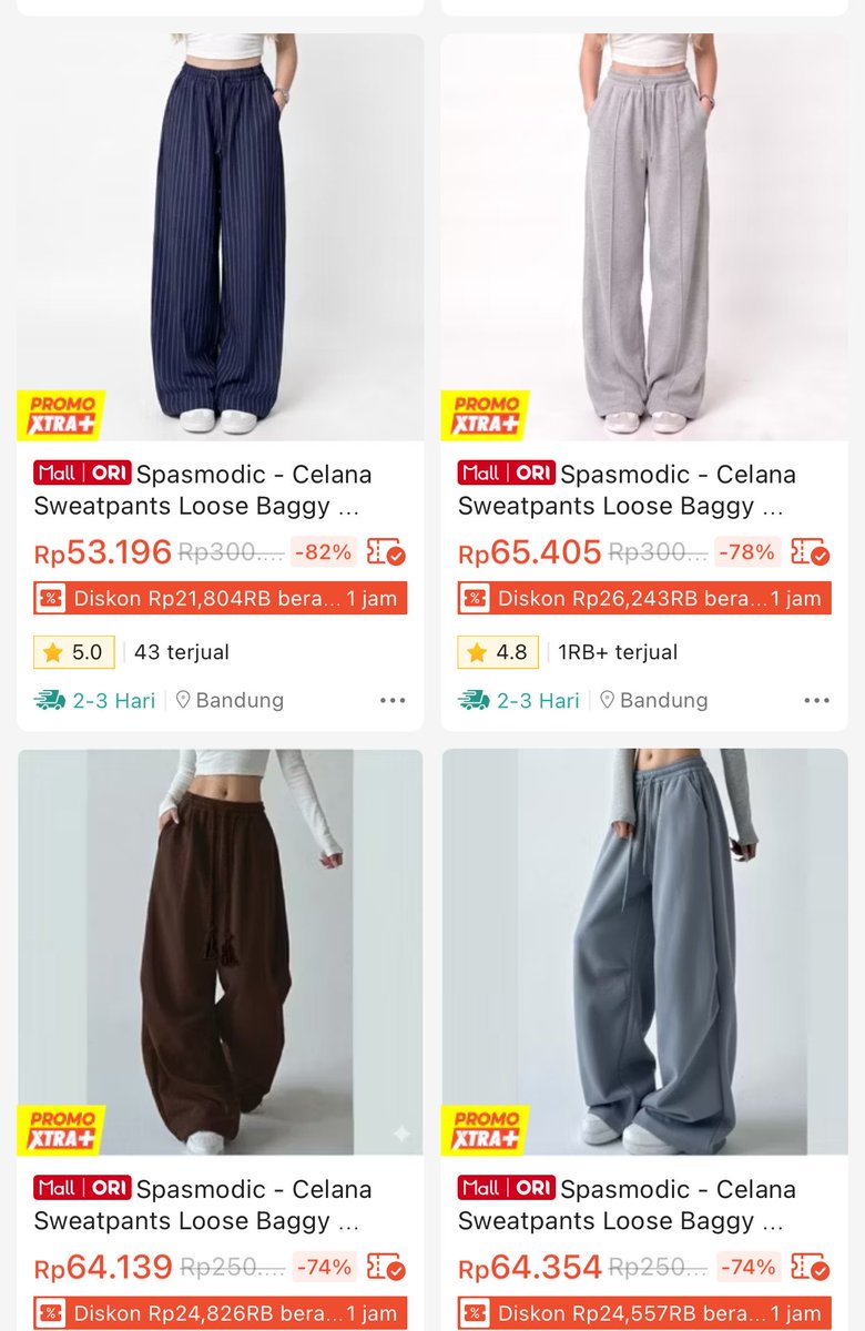 Airapeje's tweet photo. NGGAK HERAN SWEATPANTS INI LAGI BANYAK YANG CARI 😭👖

Look nya effortless, dipakai daily juga nyaman banget ✨

Yang bikin makin happy harganya mulai 50 ribuan aja 🫶 https://t.co/QbG9NZuWps