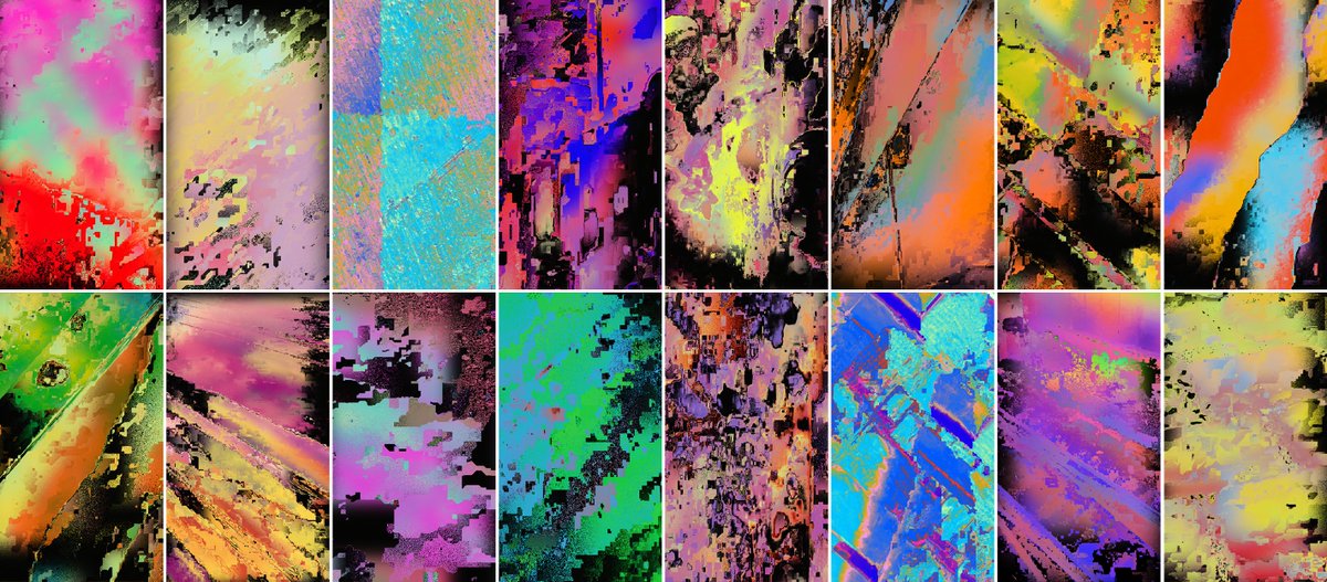 I____felix____I's tweet photo. COLORGASMS
100 glitch abstractions, 4320x7860 each, now being ported fully onchain on ethereum.
No downscale, no dithering.
Once redeemed, no IPFS, no Arweave : the full-res image lives in contract storage.
30 left at 0.042 ETH 🧵 https://t.co/RkMmpVLZAl