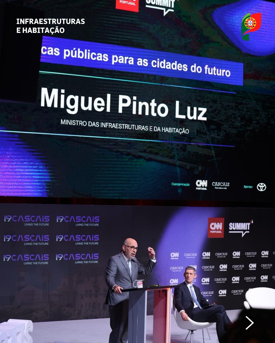 iestruturas_pt's tweet photo. No #CNNPortugalSummit, uma visão clara para o país: investir, inovar e liderar.
+60 mil milhões de euros para modernizar infraestruturas, reforçar a mobilidade e melhorar a qualidade de vida.
#MIH #MinistériodasInfraestruturaseHabitação #Mobilidade #Portugal2030 #Inovação https://t.co/It13WXJoBR