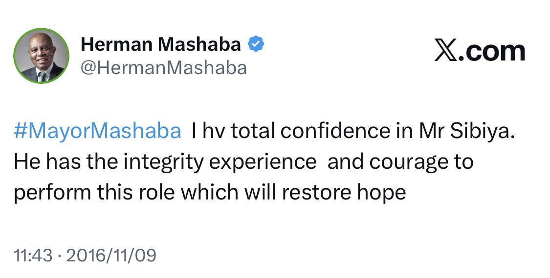 Sentletse's tweet photo. Mashaba is trying to distance himself from Sibiya. 

Sibiya is his person. 

He must own his poor decisions and judgement. https://t.co/d0NHD1h1si