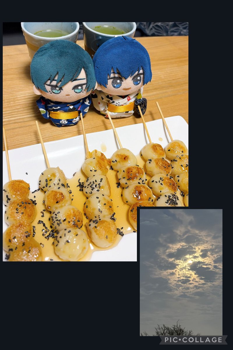 yukue_blue's tweet photo. 十五夜のrnisちゃん🎑🌕
おだんごはさつまいもを練り混ぜて、大学芋味に🍠🍡 https://t.co/qBAHyK08x7