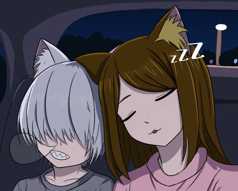 AaPi_3's tweet photo. After playing all day, a sleepy trip home.

I wonder what Kansai can hear from her right ear.

I truly want to know more story in earlier days. Must be so interesting.

#ヤニねこ
#西春蘭
#カンサイねこ https://t.co/WKZoDH5fz1