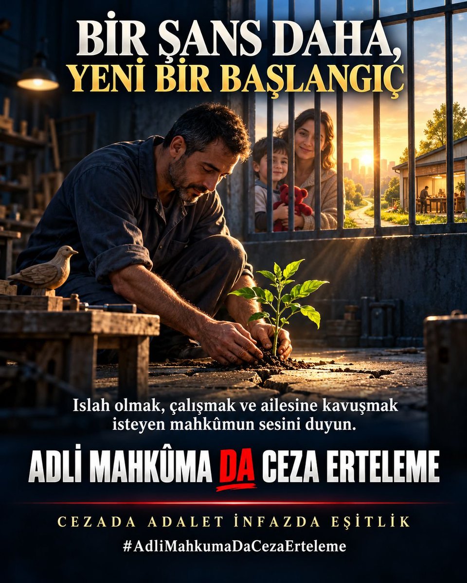Gobushn's tweet photo. @NumanKurtulmus Sayın Numan Kurtulmuş, Meclis’in çatısı altında farklı insanların farklı sorunlarının konuşulması gerektiğine inanıyoruz. Adli mahkûm ailelerinin yıllardır taşıdığı yük de artık bu sorunlardan biri olarak görülmeli.

CEZADA ADALET İNFAZDA EŞİTLİK
#AdliMahkumaDaCezaErteleme https://t.co/snQ5sIkdK8