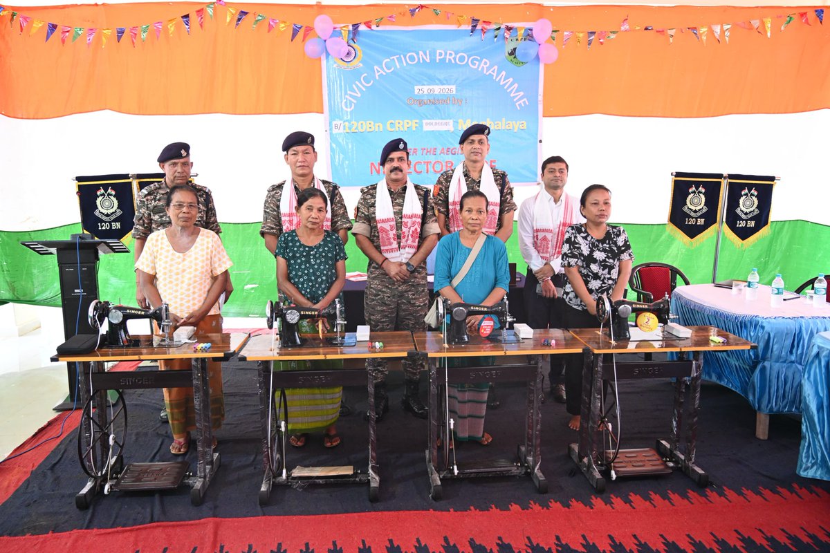 120Crpf's tweet photo. Under the aegis of NES #120Bn #CRPFIndia distributed sewing machines to economically disadvantaged widows for livelihood support in the AOR of B/120 Bn, Doldagre, Tura, during a #CivicActionProgramme #WomenEmpowerment https://t.co/bNz2XZa1Dp