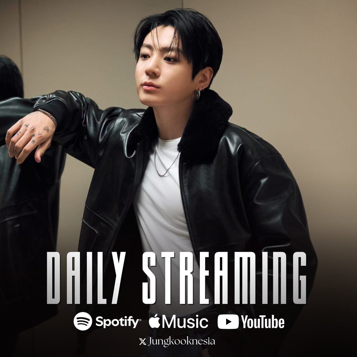 Jungkooknesia's tweet photo. DAILY STREAMING! 🥳

Let's stream harder for Seven, 3D, SNTY, GOLDEN and Jungkook Fighting!!! 🔥

📀 Spotify: https://t.co/z7DSSS8oBU
📀 AM: https://t.co/FHXtpqCQWN
📀 YT: https://t.co/mhjO4SaTvs

STREAM FOR JUNGKOOK
#정국 #JungKook https://t.co/eEX9kfFhzN