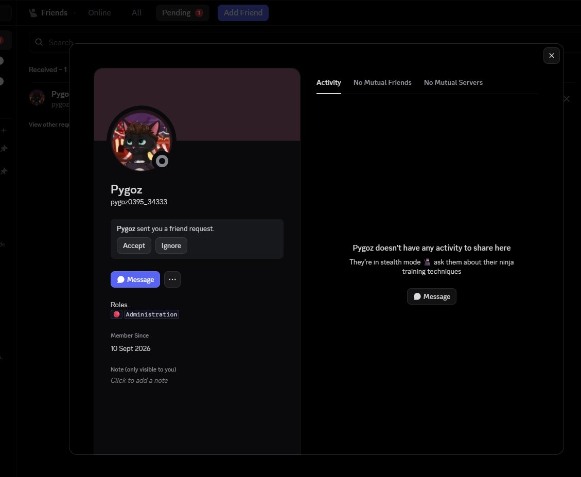 Pygoz's tweet photo. There is an impostor going around trying to add you to discord, remember that I would never add you randomly as a friend on discord. I also would never ask you for money or your private key. ⚠️

Do not interact with this person.
Decline the request as soon as you see it. https://t.co/E5UI8ZK9aA