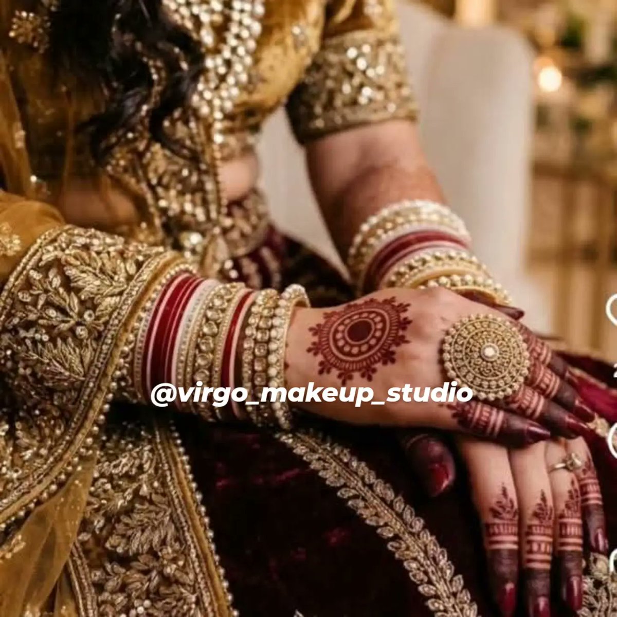 KristinMccik's tweet photo. Classic bridal mandala with chooriyan. Dark stain, clean lines, timeless tradition for Karachi brides in 2026. Bookings open—DM “HANDS” for bridal mehndi packages. https://t.co/kHjaYgVE5R