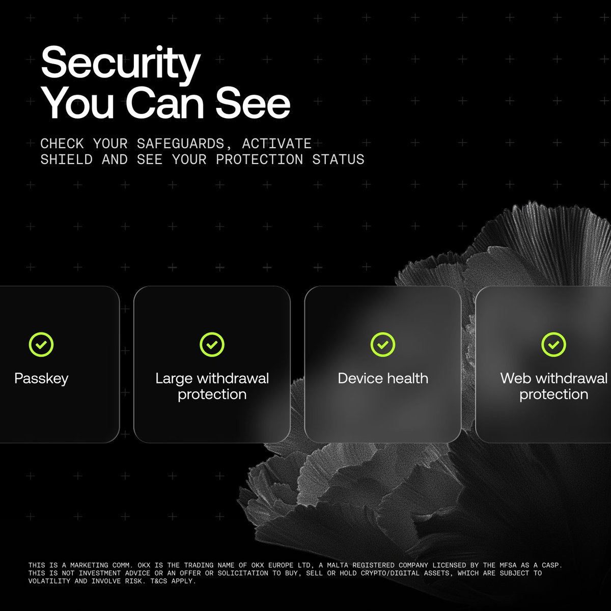 OKXDutch's tweet photo. De beste plek voor je crypto is ook de beste plek om het veilig te bewaren.

OKX Shield biedt je zichtbare beveiligingsopties en tot €500.000 extra accountbescherming.

Activeer nu en bekijk je status in één duidelijk overzicht. https://t.co/ilZmUU0Epr