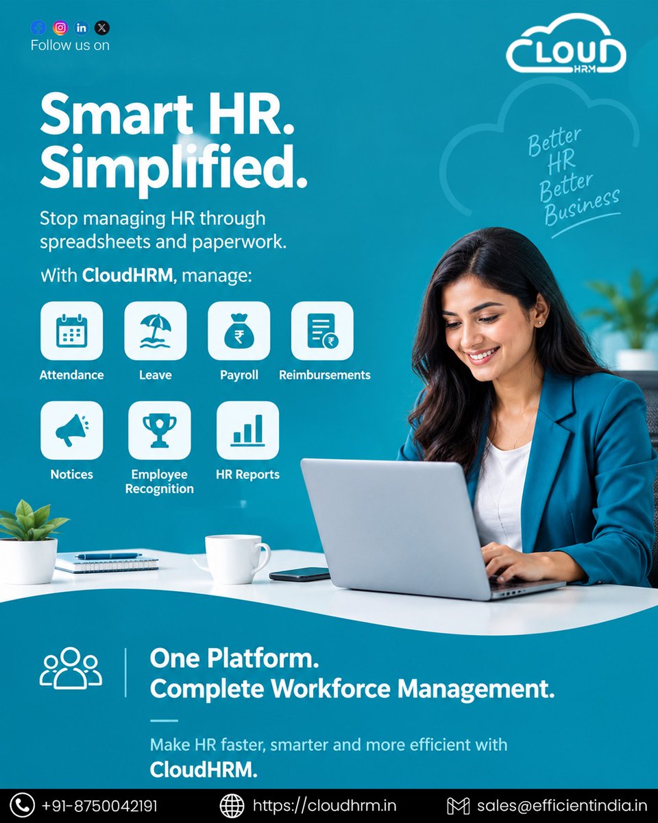 CloudHRM_'s tweet photo. 📊 HR management doesn’t have to be complicated.
💼 One Platform. Complete Workforce Management.
🌐 https://t.co/FOX5owltga
📞 +91-8750042191
#CloudHRM #HRSoftware #HRTech #HRManagement #WorkforceManagement #HRAutomation https://t.co/QFohXbJK9G