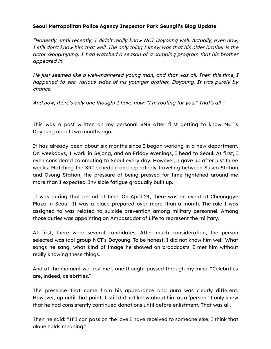 NCTDAOYlNG's tweet photo. doyoung’s ability to make people write essays about him really goes to show how wonderful of a person he is 🥹 https://t.co/7HFUKFdP5Z