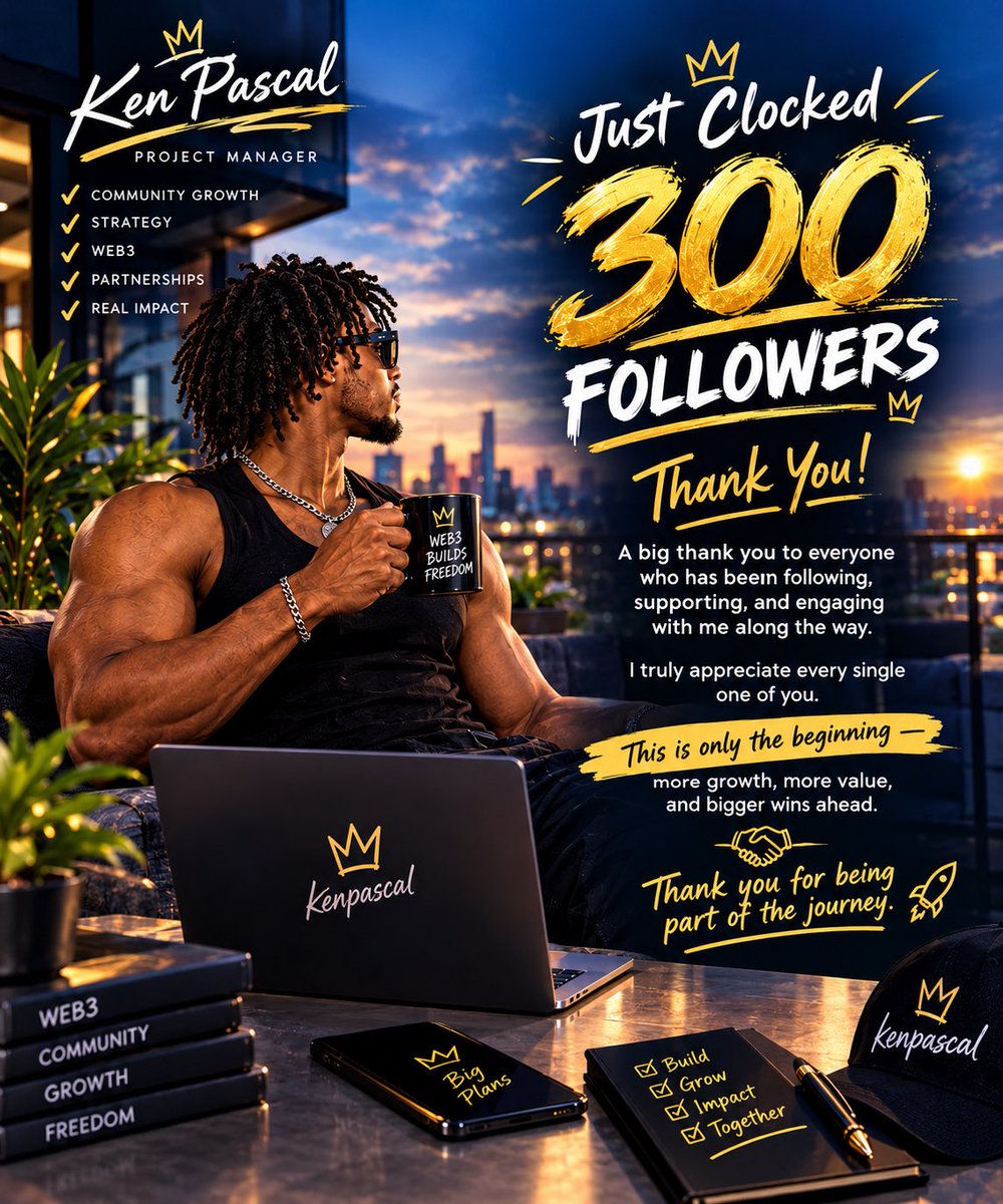 KenPascarl's tweet photo. 300 followers! 🏆

Big thanks to everyone supporting the journey. More growth, more value, more wins ahead. 🚀 https://t.co/hUDYL946kk