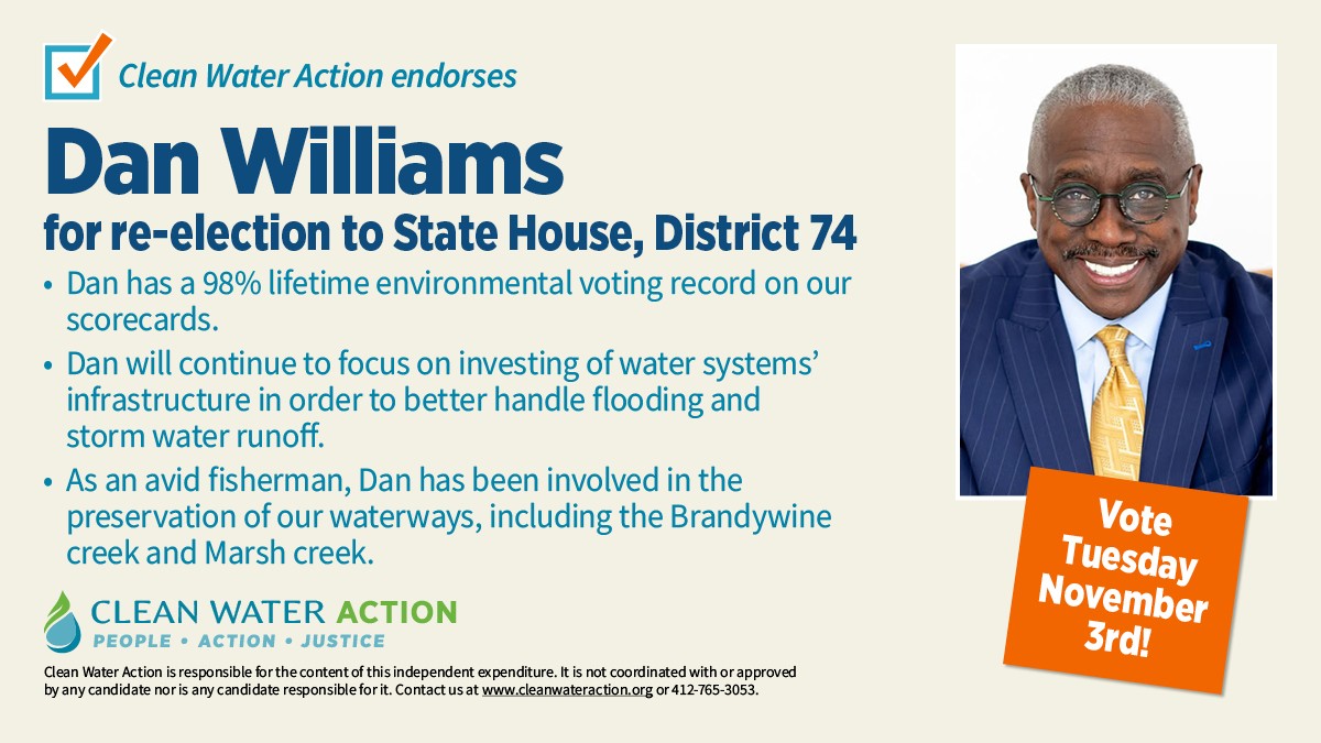 CleanH2OPA's tweet photo. With unwavering dedication, Dan has shown he's a community &amp; #environmental champion in the legislature. Be a #CleanWaterVoter by helping us send Dan back to Harrisburg to continue his fight for us &amp; #cleanwater https://t.co/HbGzg1EE4p