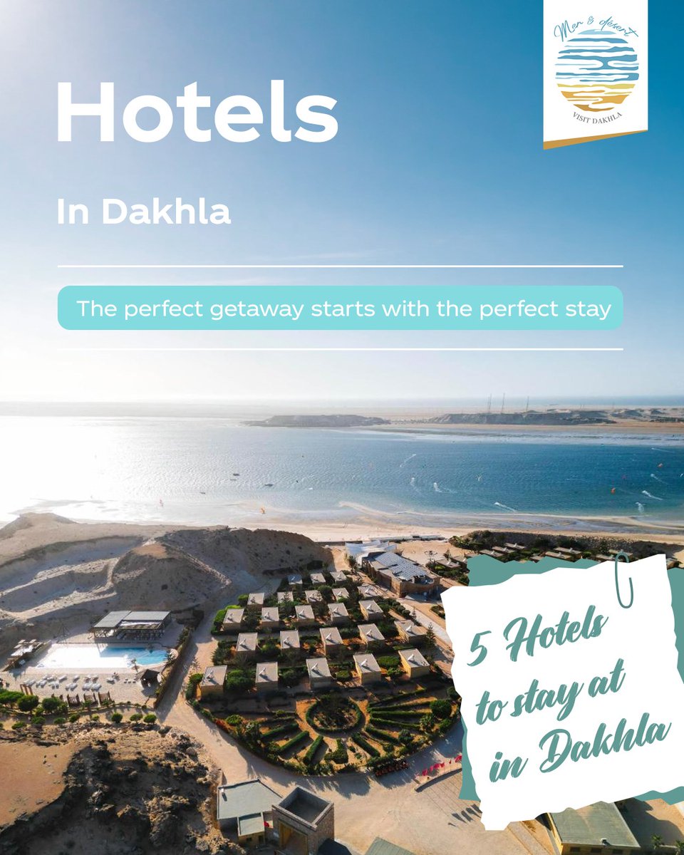 KeraHartleben's tweet photo. The perfect getaway starts with the perfect stay. From beachfront retreats to boutique luxury escapes, Dakhla’s hotels blend comfort, nature, and unforgettable experiences. Save this guide for your next trip—which one would you choose? https://t.co/jSY6VGRcu6