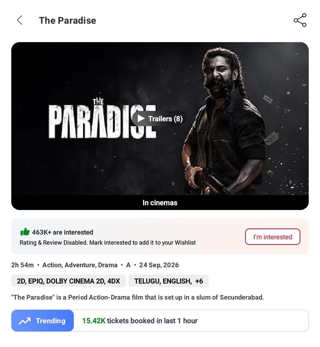 ursRaaju12's tweet photo. Rep 100cr poster dhimpela unnava ga sher @odela_srikanth 💥🙇🏻
 
#TheParadise https://t.co/cV0w1nsSZx