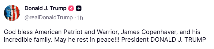 GuntherEagleman's tweet photo. God Bless Jim and his incredible family. America will not forget what he went through for this country. 

RIP Jim https://t.co/4st55fFvOt