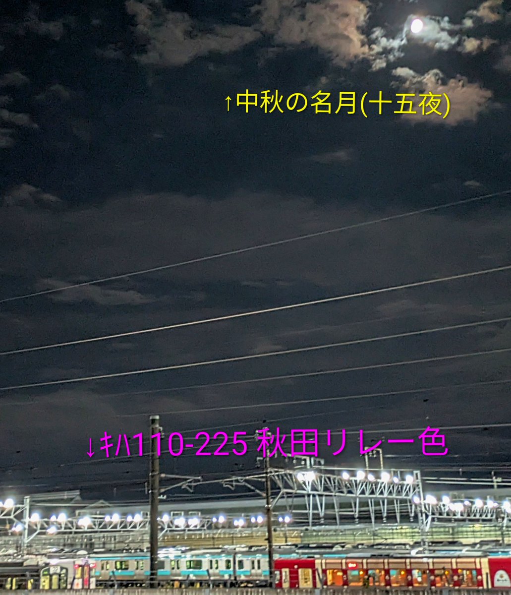 J2uXljk2WoYZ4UM's tweet photo. 【211系,ｷﾊ110 長野総合車両ﾍﾞｰｽ　見たまま】9/25,19:30　◆スカ帯N608、441Mで長総へ。表示→明日「2530M,快速」を想定。ｷﾊ110-225秋田リレー色👹142D長野方、表示ﾜﾝﾏﾝ戸狩野沢温泉151D～明日120D想定。※明日E655系団臨後、長野駅6:50頃迄に、両者姿を見せる可能性大。#211系 #ｷﾊ110 https://t.co/sxF22j3usH