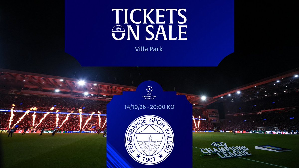 AVFCSupport's tweet photo. 🚨 Tickets are now on sale for our UEFA Champions League clash at home to Fenerbahçe to Adult and Junior Members. 

🎟️ Tickets can be purchased by clicking on the below link. ⬇️

https://t.co/FtKTYXqTee

#AVFC https://t.co/0AeXgvo8ym