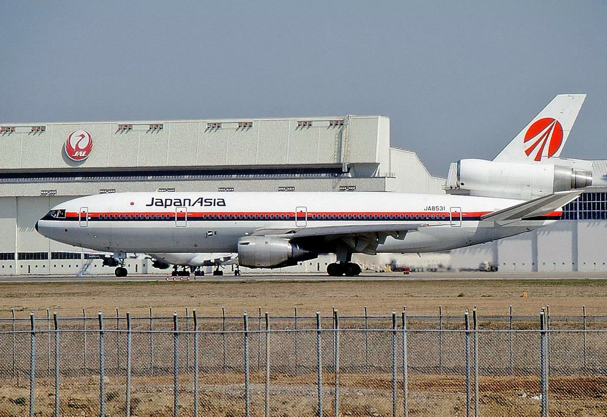 n194at's tweet photo. Japan Asia Airways
Douglas DC-10-40 JA8531 Line #216
NRT/RJAA Tokyo Narita Airport
March 10, 1990
Photo credit Takahiro Nakayama 
#AvGeek #Airline #Aviation #AvGeeks #DC10 #Douglas #NRT #Tokyo #JAA #JapanAsia 🇯🇵 https://t.co/u3v3TAKimr