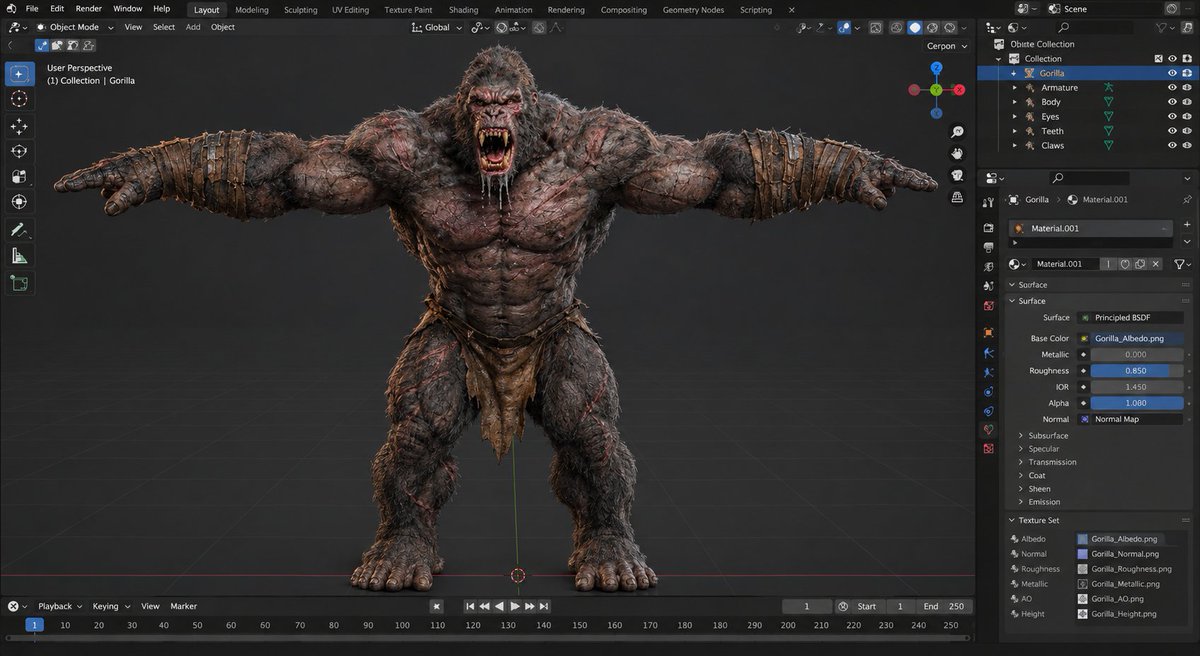darktush2's tweet photo. Gorilla Model 
#3dmodel #3dartist #gorillamodel https://t.co/k9pTZol0MD