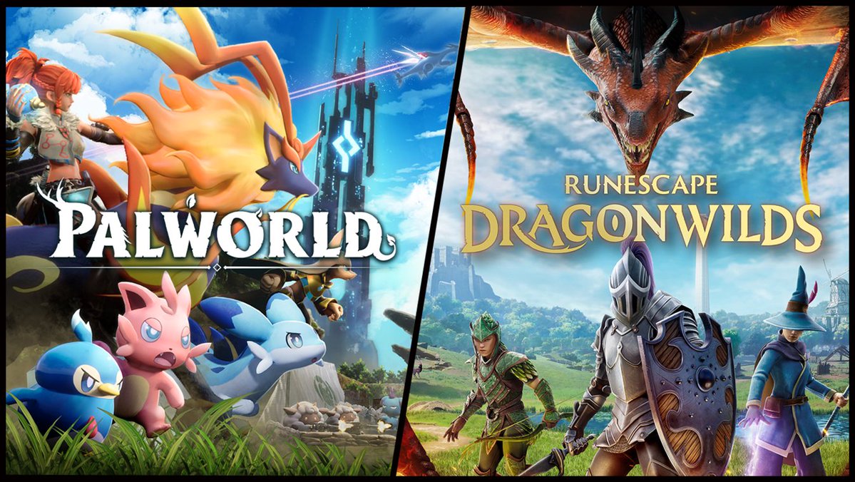 Palworld_EN's tweet photo. Palworld × RuneScape: Dragonwilds Steam Bundle is OUT NOW!🐲

Capture Pals and build your dream base in Palworld, or uncovering ancient secrets in RuneScape: Dragonwilds.

Get both open-world survival hits together in the new Steam Bundle

Check out the Steam Bundle below! https://t.co/8YFjBX8vHN