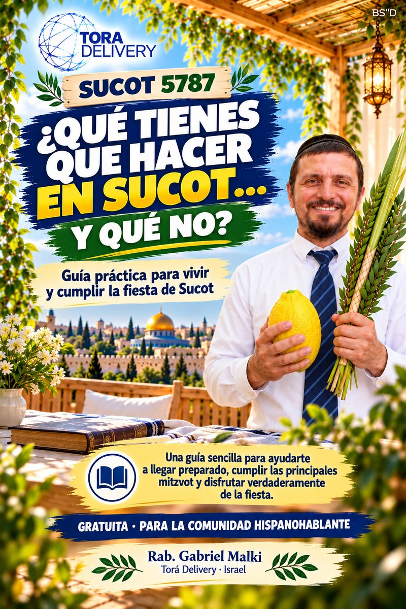 ToraDelivery's tweet photo. 🌿 ¡NUEVA GUÍA GRATUITA DE SUCOT 5787!

📘 ¿Qué tienes que hacer en Sucot… y qué no?

Una guía práctica de Torá Delivery preparada desde Israel 🇮🇱.

📥 Descárgala gratis:
https://t.co/jU6QQE3Jbv

¡Jag Sucot Sameaj! 🌿🍋 https://t.co/Rv0jQeQfUr