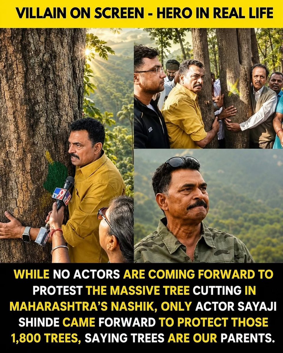 GeorgetteL2ev's tweet photo. Actor Sayaji Shinde emerged as the most prominent film industry voice to physically protest the proposed felling of more than 1, 800 trees in Nashik’s Tapovan area. https://t.co/ocwhZ6ARSR
