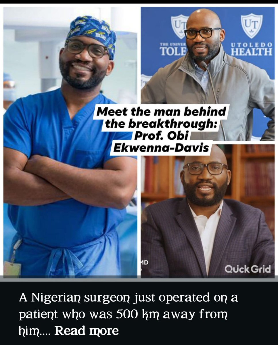 ugotuf's tweet photo. A Nigerian surgeon just operated on a patient who was 500 km away from him.

Read that again.

The patient was in Abuja.

The surgeon was in Ogun State.

And the operation still happened.

It sounded like something from a science-fiction movie until I read
https://t.co/0NXSvebw7c https://t.co/8n4Vfa8q8u