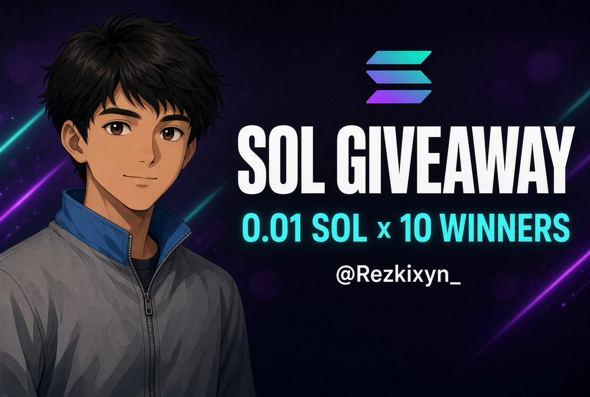 Rezkixyn_'s tweet photo. 🎁 0.1 SOL Giveaway

💵 0.01 SOL x 10 Random Winner 

- Follow me @Rezkixyn_ &amp; @badilfry
- Like &amp; Repost
- Drop Your SOL &amp; Tag Your Friend
Good Luck 

⌛ Soon

Join My Community Airdrop Telegram Bio 🔗 https://t.co/85Ox1l4yWT