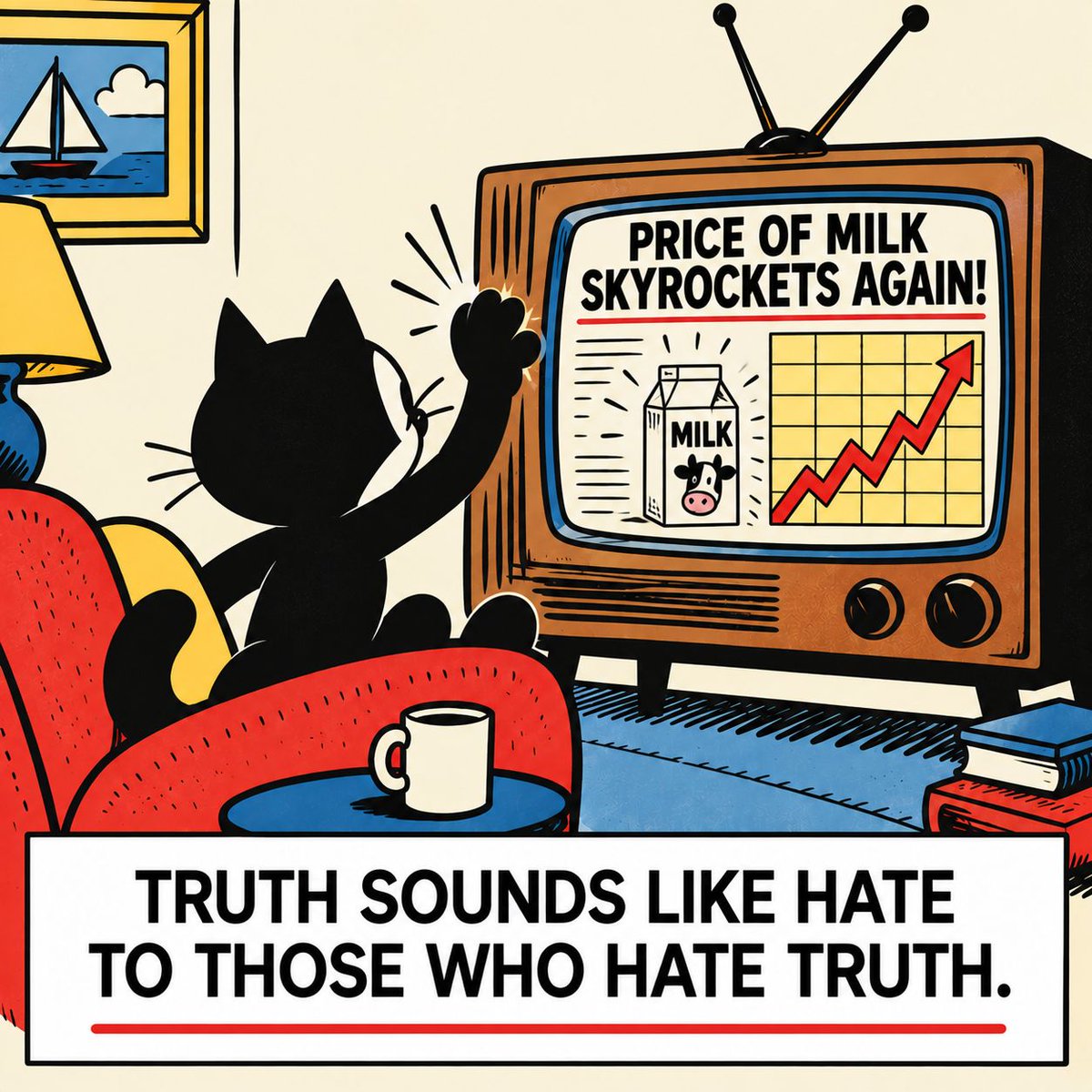 BloggingFelix's tweet photo. It's hard to change the channel, and listen to it.

#vintagetoon #inspo #truth #wisdom https://t.co/tQG5sDqm8e