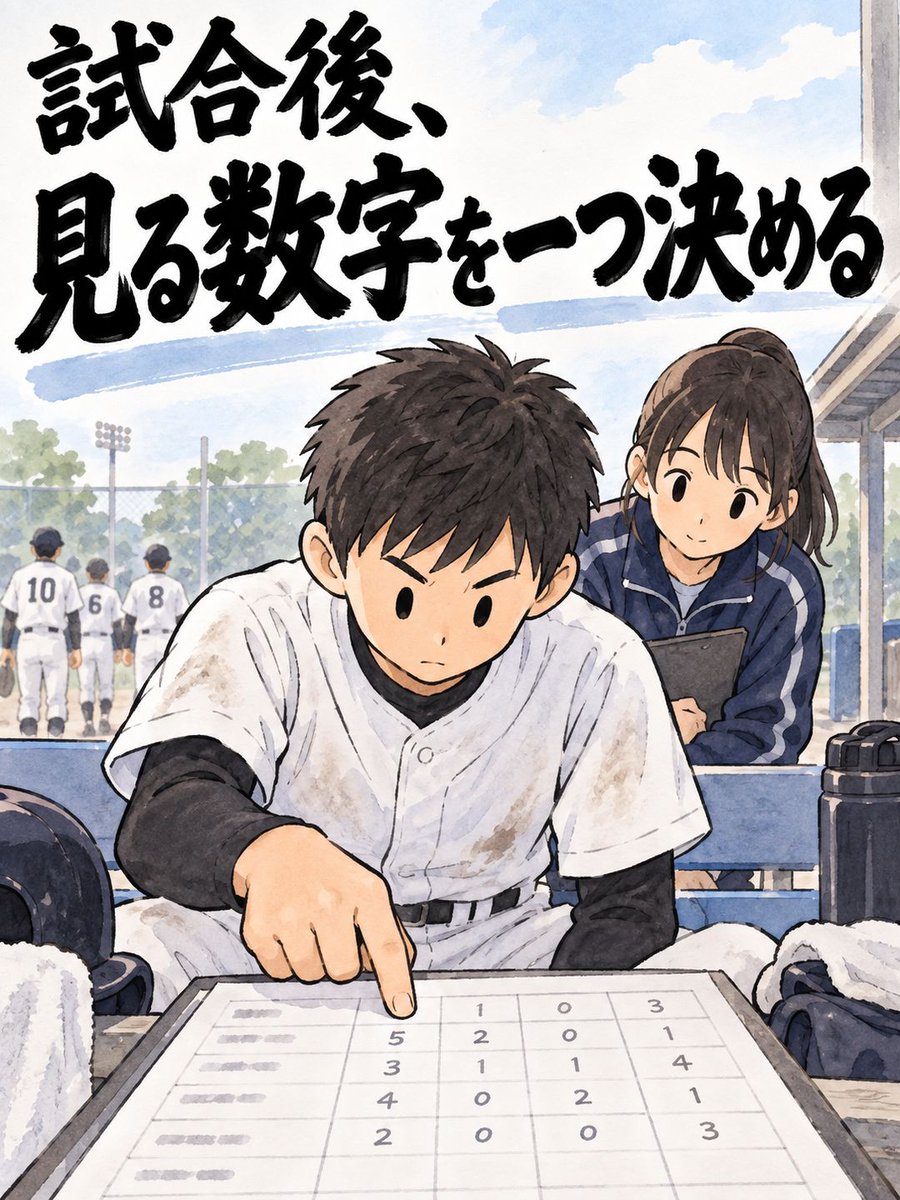 yakyulog_ja's tweet photo. 試合後、数字を全部見ようとすると次の話がぼやけがち。まずは自分が見たい数字を一つ選ぶ。App Storeで「野球ログ」を検索できます。最初に見たい数字は何ですか？

#少年野球 #試合記録 #振り返り https://t.co/ErmNcr4Uj8