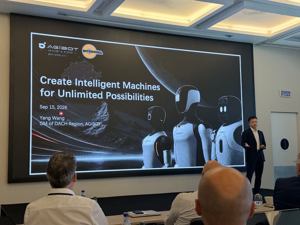 InterrollGroup's tweet photo. Shaping our 2027 roadmap at the Interroll Global Summer Summit in Lisbon! 🇵🇹🚀

Leadership aligned on strategic initiatives, execution plans, and customer-driven growth. Plus, an insightful session with Yang Wang (AGIBOT) on speed and embodied AI in robotics 🤖. https://t.co/C1PWpwsUQM