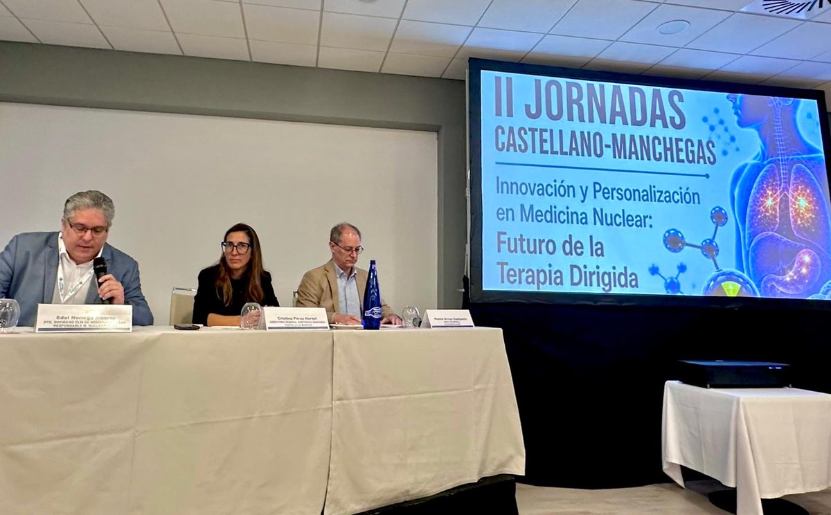 SEMNIMoficial's tweet photo. 📍 La SEMNIM está presente en las II Jornadas Castellano-Manchegas de Medicina Nuclear (Guadalajara), organizadas por la @scmmn_clm, que reúnen a profesionales de Medicina Nuclear, Oncología y Urología en torno a la terapia dirigida.
#SEMNIM #MedicinaNuclear https://t.co/e9oT9aQvDK