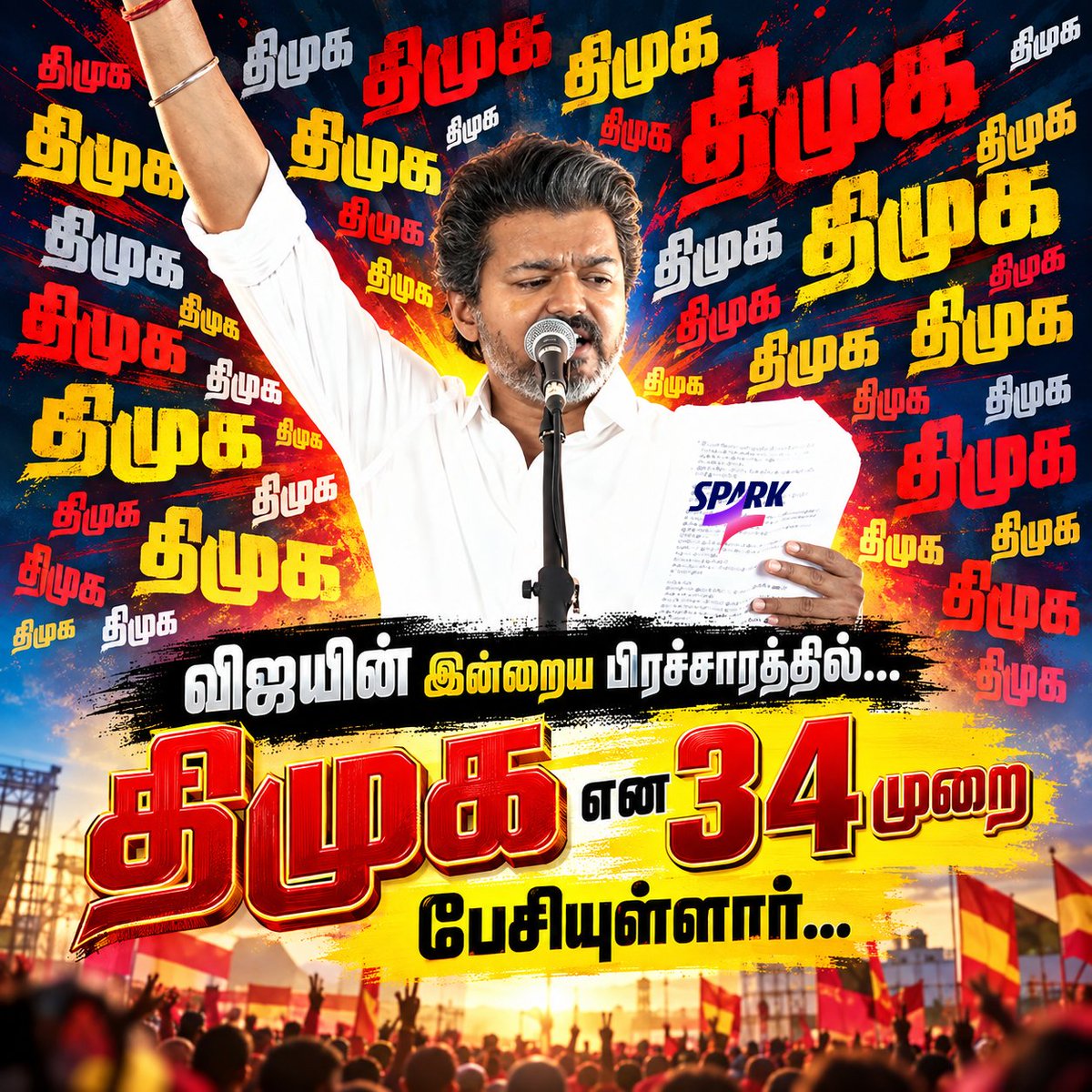 SparkPluz_'s tweet photo. விஜயின் இன்றைய பிரச்சாரத்தில் 'திமுக' என 34 முறை பேசியுள்ளார்...

#TVK #DMK #TVKVijay‌