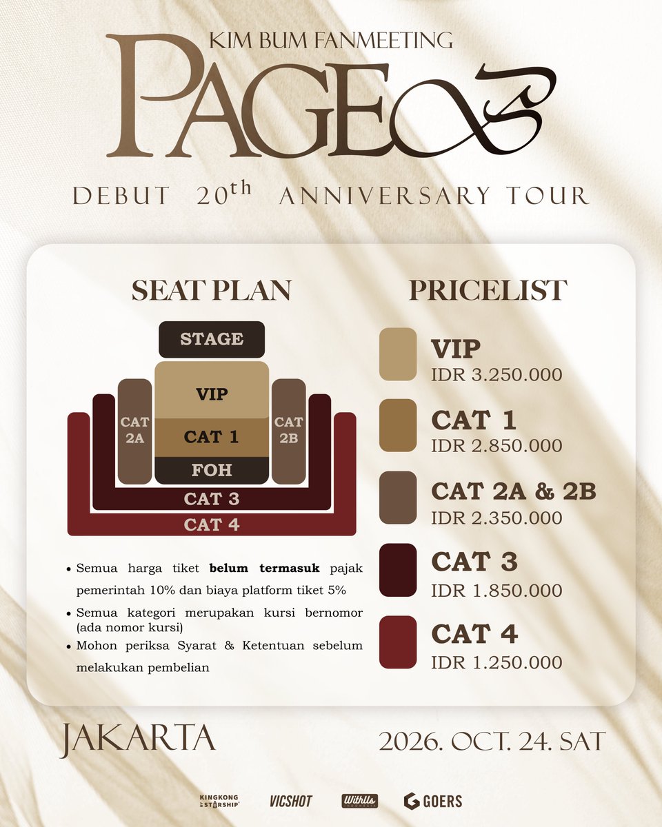 Sayminlinieee's tweet photo. 🎟️ TICKETING SERVICE KIM BUM PAGE∞ 20th Debut Anniversary Tour Fanmeeting in Jakarta

💸 Fee 200k (bookslot 50k)
✅ Data pribadi
✅ Self payment
✅ Payment sisa fee jaswar after secured
❗Limited slot
💌 DM

WTS JASA WAR JASTIP CO VIP CAT 1 2 3 4 JKT Indonesia INA https://t.co/1W05cqokp9