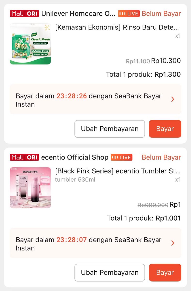 octafenyy's tweet photo. ternyata bener ya teori checkout waktu payday lebih murah daripada tanggal kembar? asalkan tau jam-jam waktunya turun harga https://t.co/r6ZRsg5Liw