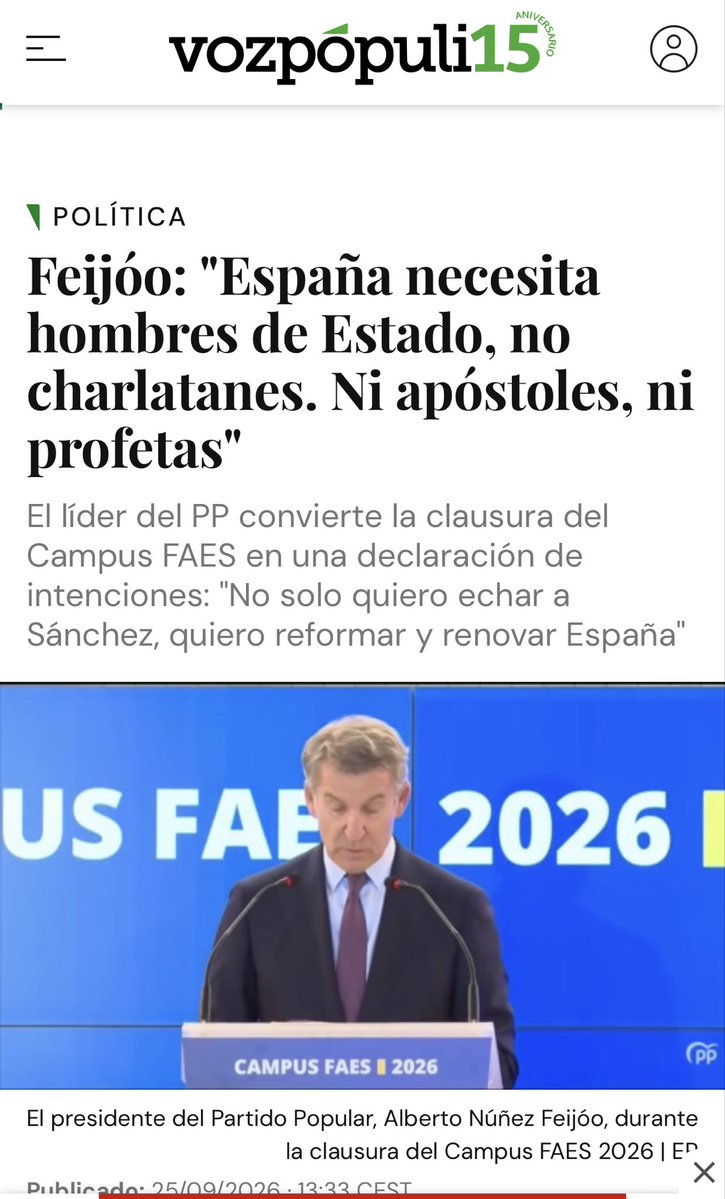 VValegrame's tweet photo. Lo que es seguro es que España no necesita un tipo como tú. Un pusilánime sin ideales que opina a golpe de encuestas y que jamás hace lo que dice. @NunezFeijoo es una de las mayores estafas que ha dado este país en décadas. Un socialista metido en el PP para hacer carrera. Jeta. https://t.co/ceuWhKL7Xo