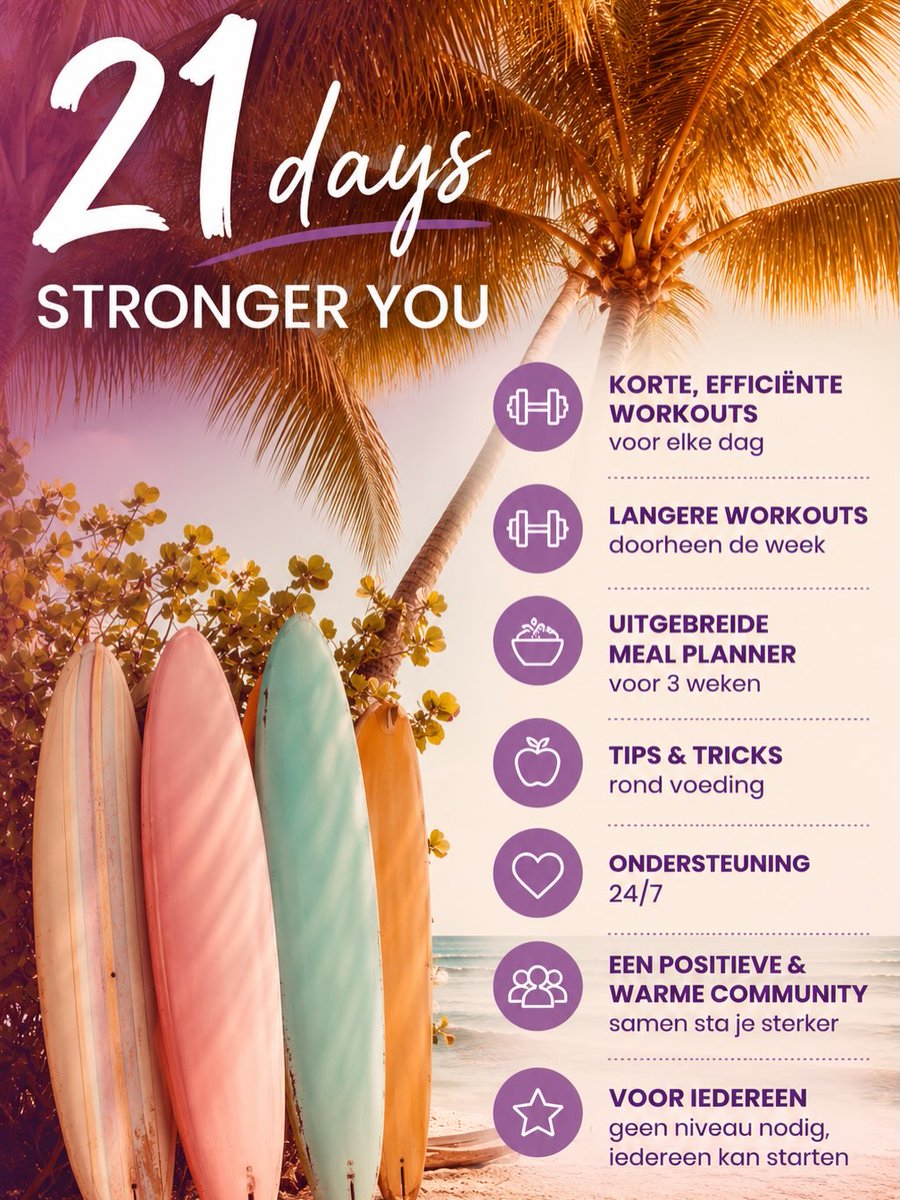 LetishaStefagk's tweet photo. 21 DAYS • STRONGER YOU

De zomer is nog niet voorbij: hét moment om voor jezelf te kiezen. Start op 3 augustus met onze 21 Days Stronger You Challenge. Persoonlijke begeleiding, workouts, meal planner, voedingstips en een warme community. https://t.co/FKRm5zVNW4