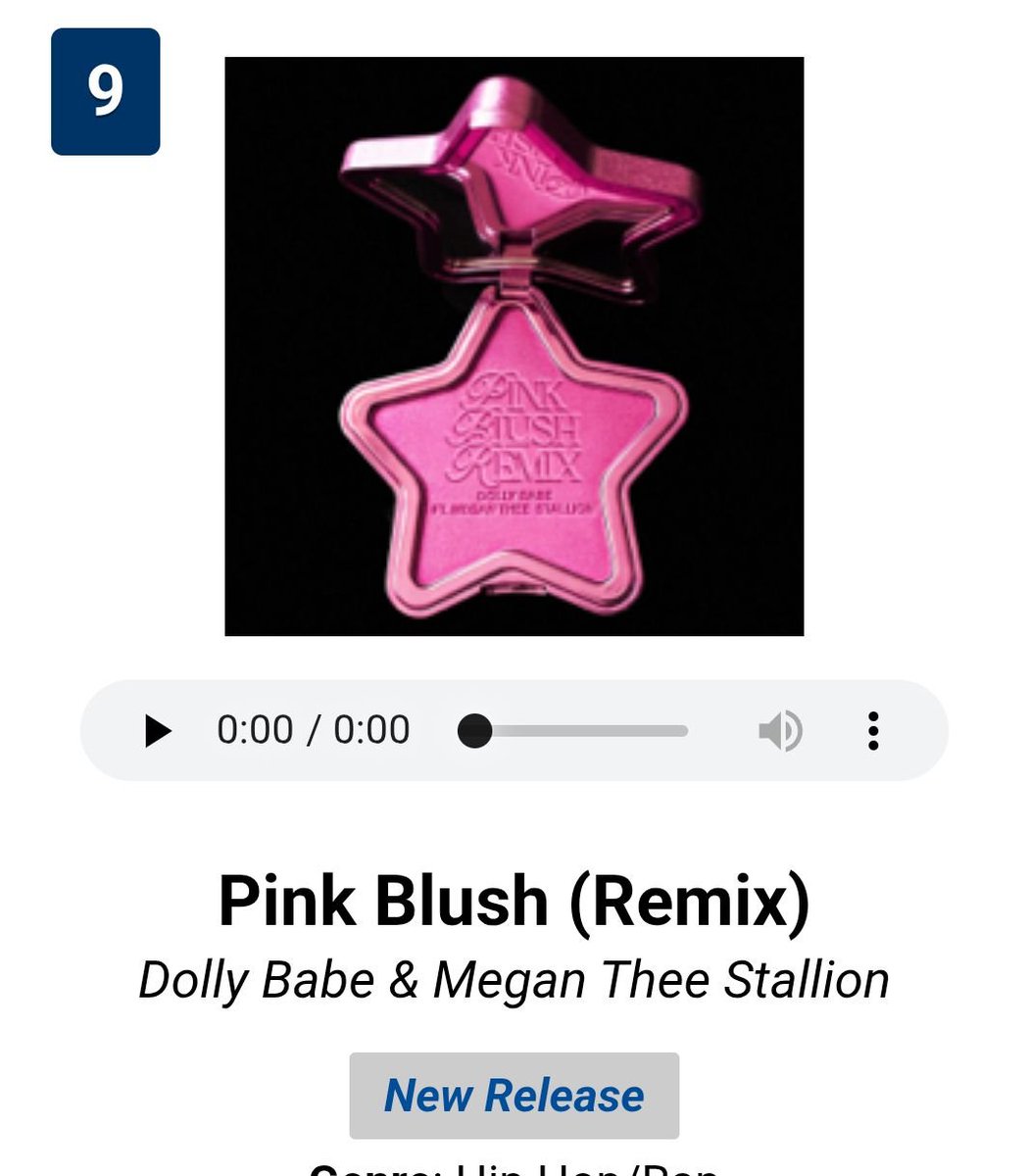 Standing4Megan's tweet photo. #1 RECORD🩷🩷 @rockstar_slut @theestallion #PinkBlushRemix 
#TexasGirls 

Pink Blush Remix is #1 on Itunes Top New Rap Songs. #9 Top 100 Hip Hop/Rap Songs overall https://t.co/Gngzw2jjzZ