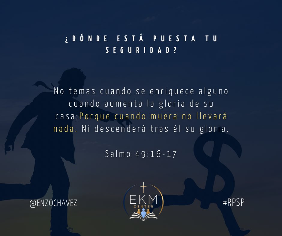 EnzoChavez's tweet photo. Salmo 49
¿Sientes que otros avanzan más rápido que tú?. No conviertas su progreso en motivo de frustración. Tu historia no necesita parecerse a la de nadie. Sigue sembrando con fidelidad, porque una vida confiada en Dios tiene un valor que ninguna riqueza puede reemplazar. #rpsp https://t.co/nYRe9YTIUX