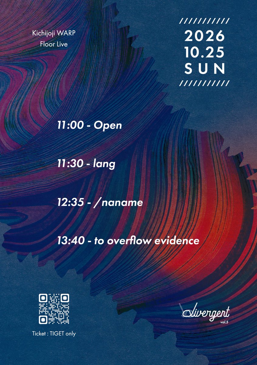shionnu_san's tweet photo. /／
📣 タイムテーブル公開！！
\＼

10/25(日)at吉祥寺WARP

divergent vol.5

🕰️Open 11:00

🎫Adv 2.800円
⚠️ご予約TIGETのみ
↪︎https://t.co/twHpvpHtw7

lang
/naname
to overflow evidence

1ヶ月後です！
各組45分ずつのフロアライブ🙆🏻‍♀️
キャパシティに制限がありますので、ご予約はお早めに🙏🏻 https://t.co/T1feMBUzKl