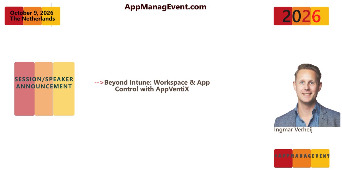 appmanagevent's tweet photo. Less slides, more tech.
@IngmarVerheij from @AppVentiX  shows workspace &amp; app control beyond Intune — plus a first look at AppVentiX Inside. 
AME2026, Oct 9, Jaarbeurs Utrecht.

#AME2026 #EndpointManagement #Intune #AppVentiX https://t.co/97PZmhX4bO