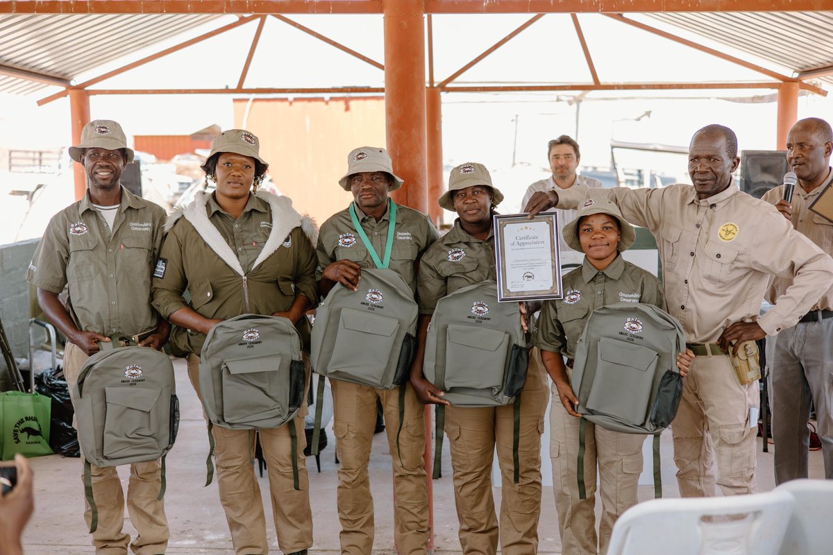 SRTNamibia's tweet photo. Behind every protected rhino is a team of dedicated people working tirelessly on the ground. A few glimpses from Save the Rhino Trust’s Rhino Ranger Award Ceremony, celebrating the people who give so much to the protection of Namibia’s rhinos and wild spaces. https://t.co/GRxBoFCBwF