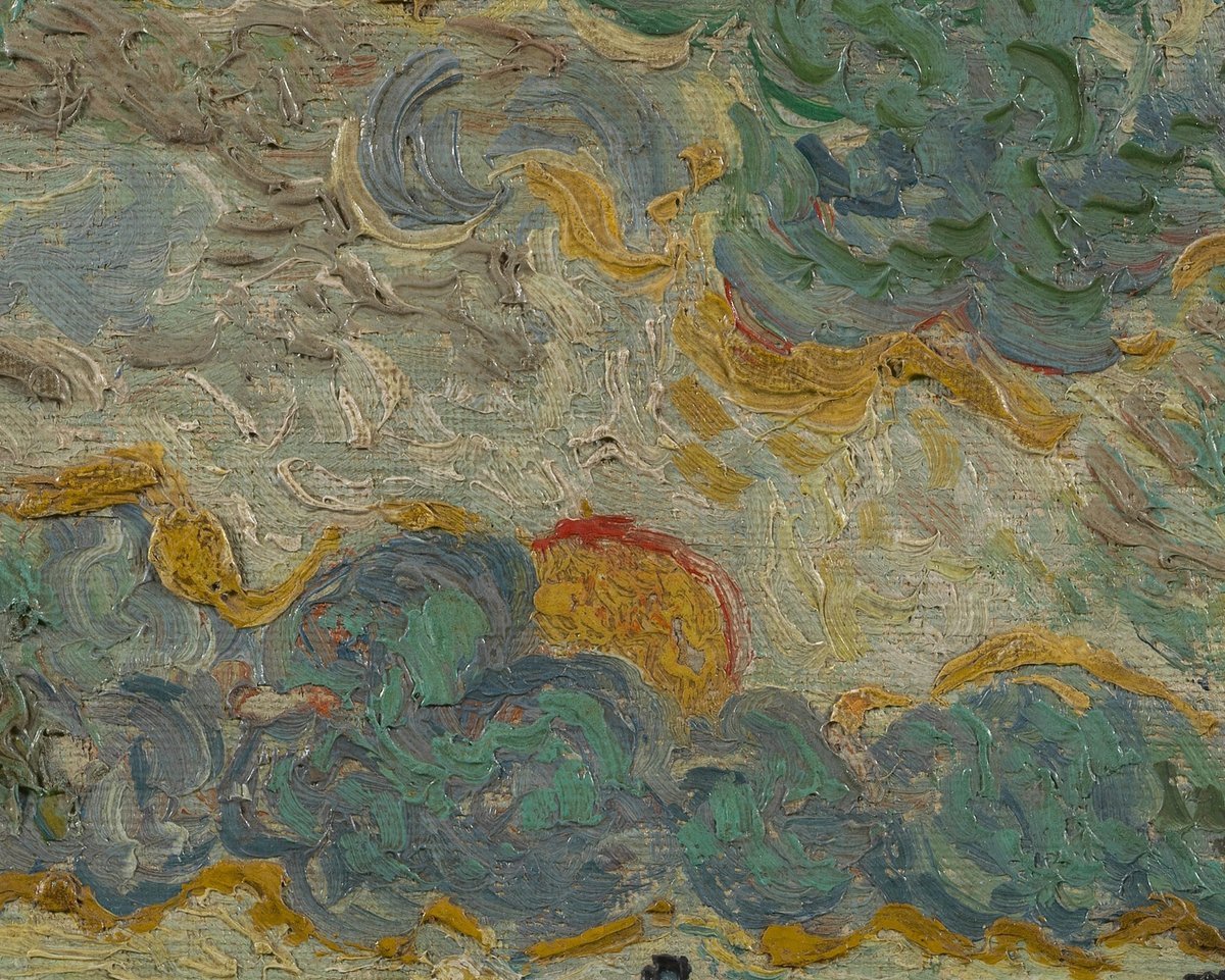 vangoghmuseum's tweet photo. Fun fact: Vincent painted this landscape entirely from memory. 🧠🌅
While staying at the psychiatric institution in Saint-Rémy, Vincent couldn't return to Brabant. So instead, he returned there in his mind.
He painted memories of the countryside where he grew up, writing to his mother and sister that this was: 'a reminiscence of Brabant, cottages with mossy roofs and beech hedges on an autumn evening with a stormy sky, the sun setting red in reddish clouds.'

🖼️  'Reminiscence of Brabant', 1890 © Van Gogh Museum