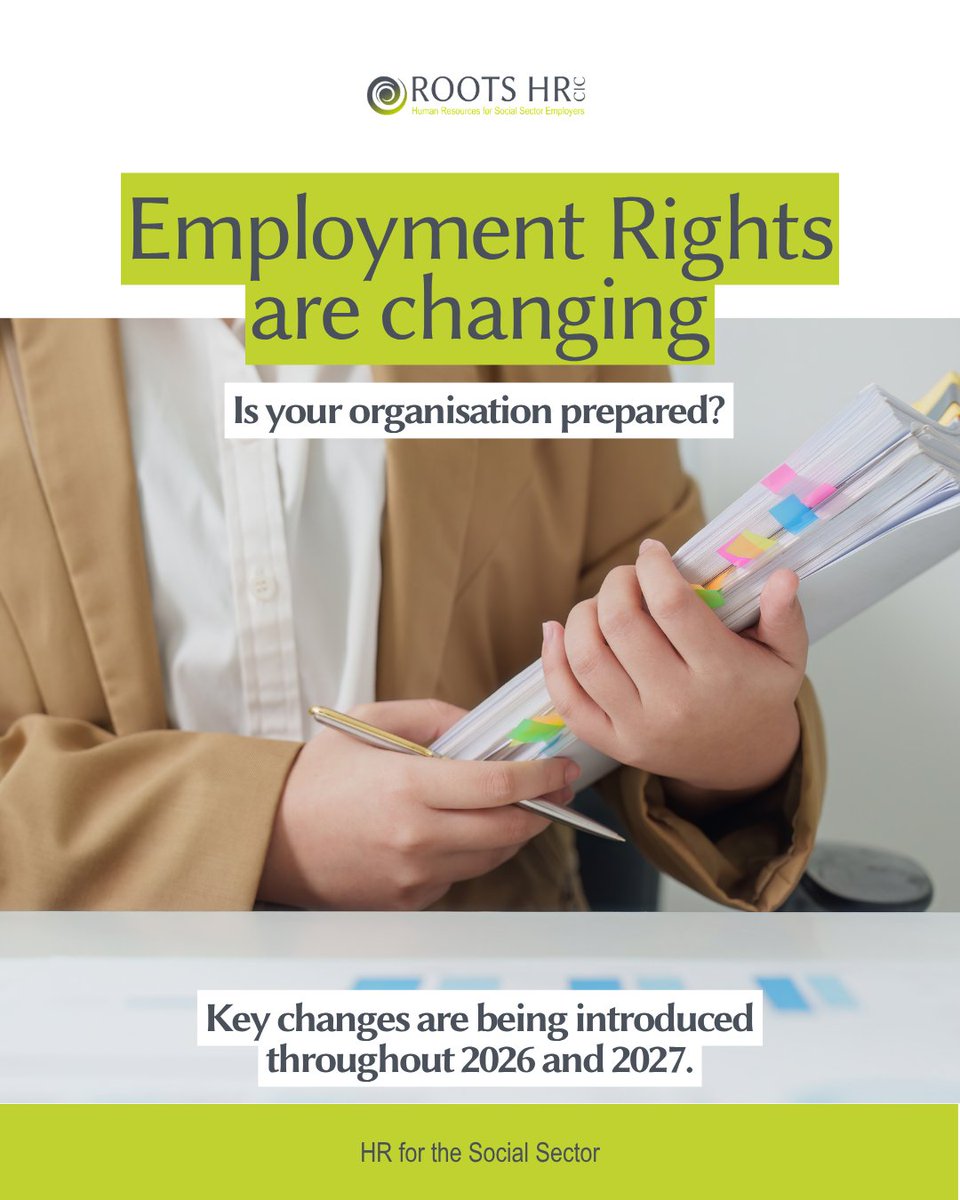 RootsHR's tweet photo. The Employment Rights Act is bringing significant changes for employers throughout 2026 and beyond.

Swipe through for some of the key changes and what they could mean for your organisation.

Read our blog below:
https://t.co/sdCHw4JnvU https://t.co/IctbtJPQpj