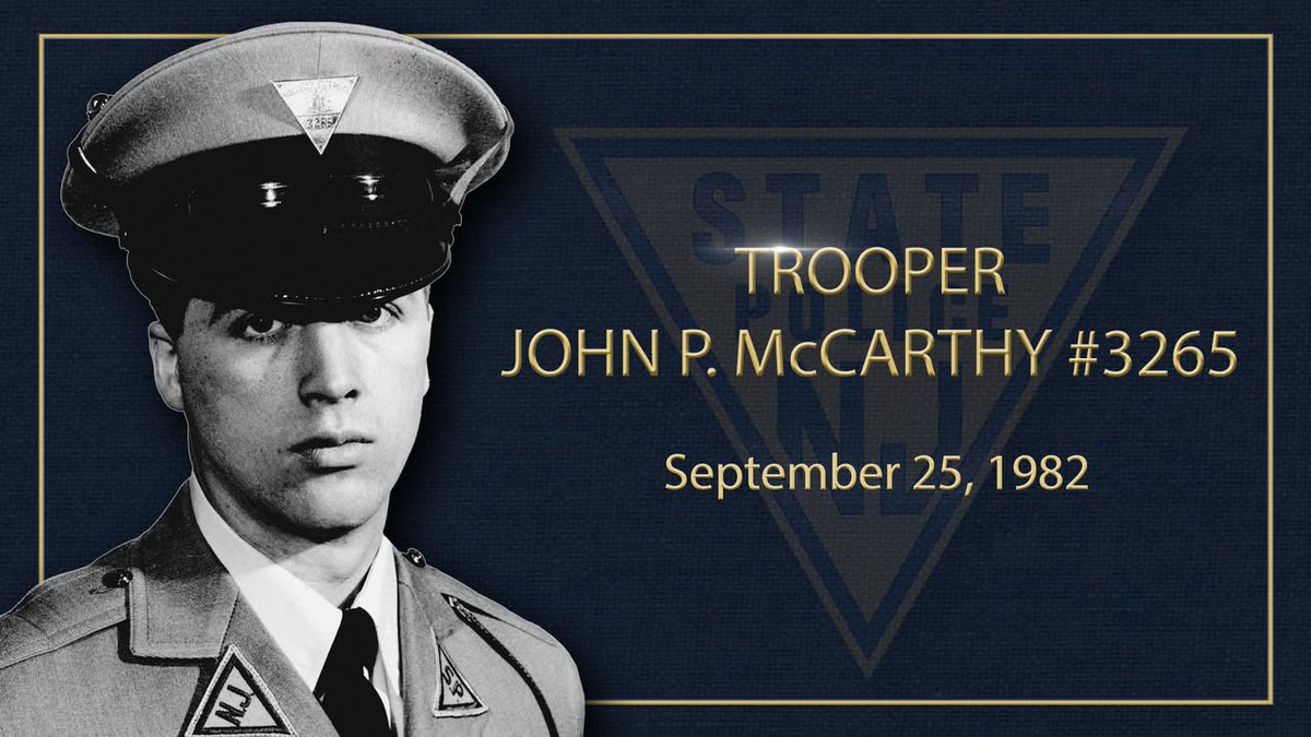 NJSP's tweet photo. Today, we remember Trooper John P. McCarthy #3265. Rest in peace, sir. We will never forget. 

https://t.co/WmjAAmfJu5 https://t.co/0UbSliQsWF