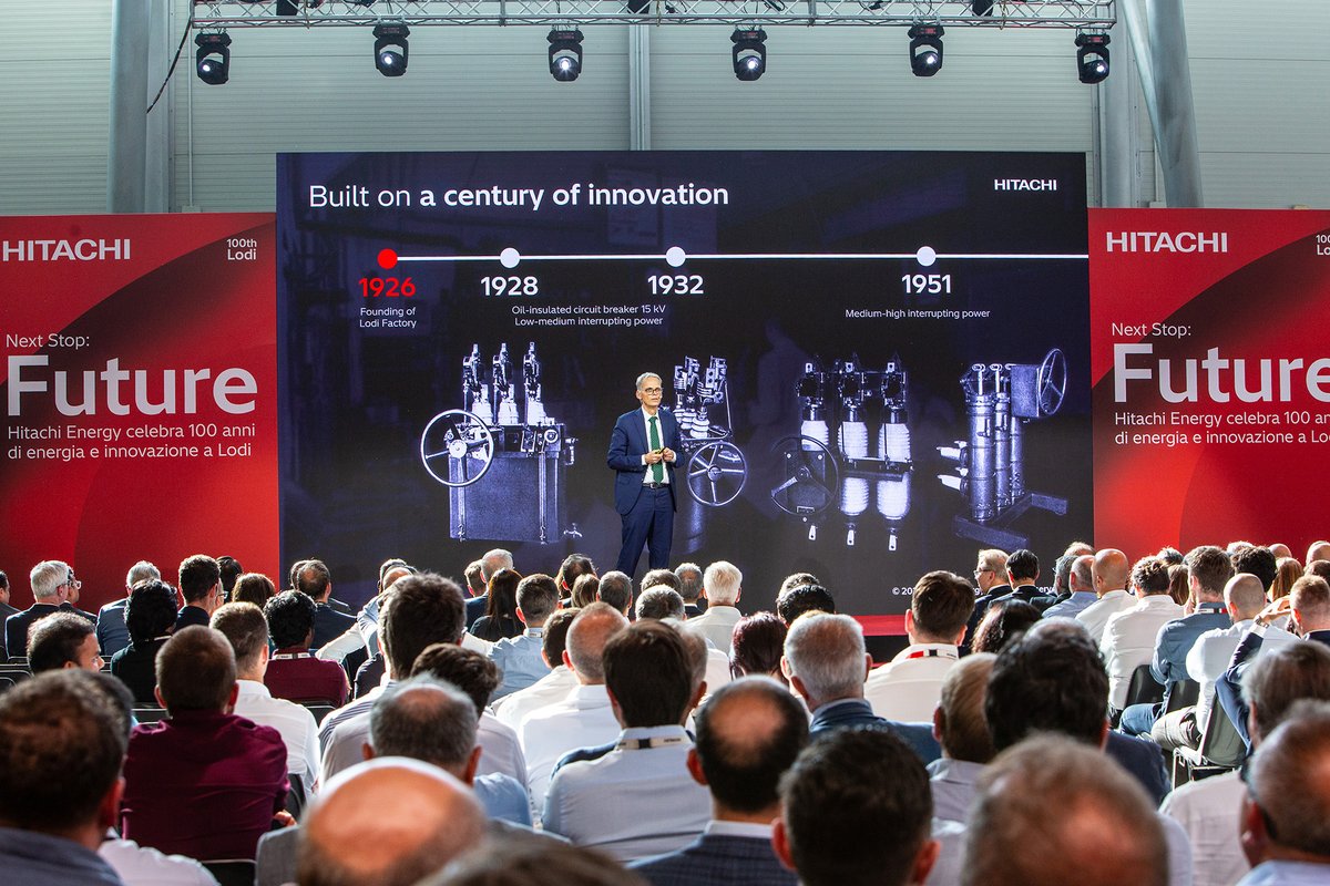 hitachienergy's tweet photo. Celebrating 100 years in Lodi! 🎉 

A century of innovation, craftsmanship, and manufacturing excellence, and a future shaped by electrification, digitalization and the people making it happen. 

This anniversary celebrates generations of people whose passion, expertise, and commitment have made Lodi what it is today. Thank you to everyone who joined us to mark this milestone!

#HitachiEnergy #HighVoltageProducts #Lodi100 #EnergyTransition #Innovation